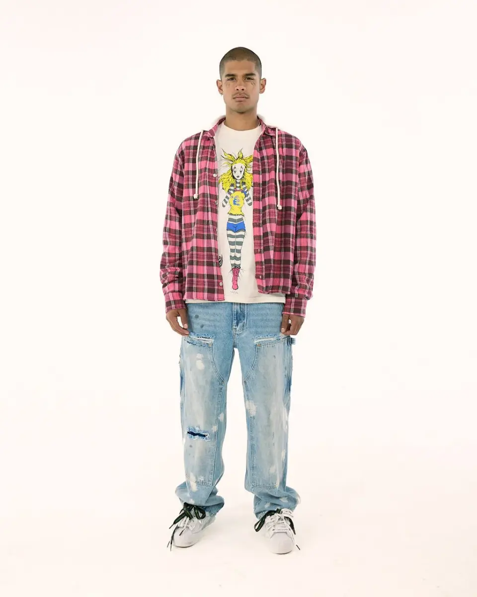 Plaid Button-up w/ Hood